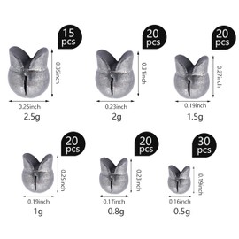 Split Shot Fishing Weights Round Removable Fishing Sinkers for Fly Bass Fishing Casting 6 Sizes