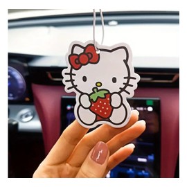 4 Pack Car Air Freshener Cute, Car Accessories Cute for Women Girls And men Car, Funny Decor Hanging Fresheners Car Interior Room Decorations, for Christmas Gift (A, Strawberry)