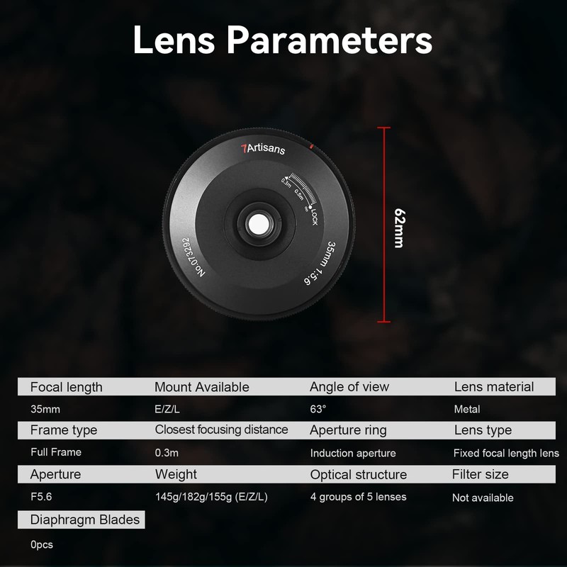 7artisans 35mm f5.6 Full-Frame Manual Focus Ultra-Thin Lens for Sony