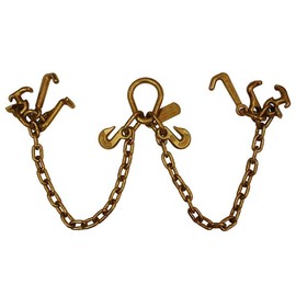 V Bridle Tow Chain|G70-5/16 Inch × 3 Foot Bridle Trailer Chain with R-T-J Cluster Hooks and Grab Hooks|4700 Lbs Working Load Limit|Bridle Transport Chains Heavy Duty with T-J Hook
