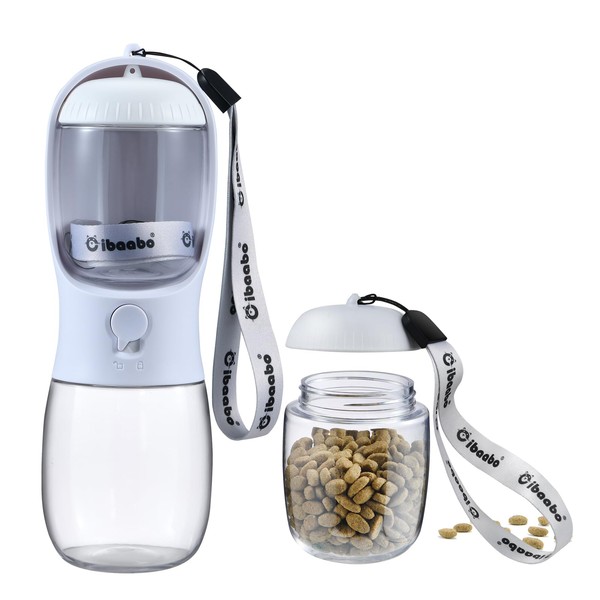 Cibaabo Dog Water Bottle with Food Container, Travel Puppy Water