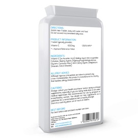 Vitamin C 1000mg 120 Tablets – High Strength Immune Support contributes to The Reduction of Tiredness and Fatigue and to Normal Energy yielding Metabolism. – Exclusively Manufactured in The UK