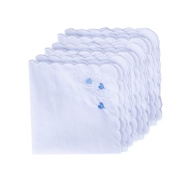 Womens Embroidered Scalloped Handkerchiefs Cotton White Wedding Hankies