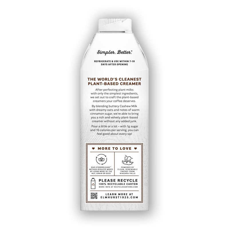 Elmhurst Milked - Cinnamon Churro Cashew Creamer 25.4 Ounce (Pack