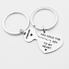 Aliangting Couple Keyrings Keychain Stainless Steel Heart Lock Keychain -