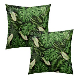 Evlaschin 18"x18" Tropical Palm Leaf Pillow Covers Summer Banana Leaves Cotton Throw Pillowcases Set of 2 Hawaiian Exotic Green Monstera Sofa Couch Seasonal Cuchion Cover Home Decoration