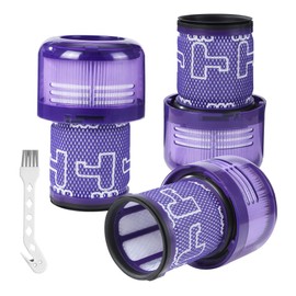 3 for Dyson v12 Detect Slim Absolute Filter, Plus 1 Brush with Hook, for Dyson v12 Filter, for Dyson Filter v12, for Dyson v12 Slim Filter, Washable Replacement HEPA Filter Accessories, Replaces