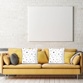 Betadistor Cushion Covers, Pack of 2 Soft Stars Print Pattern Decorative Throw Pillow Covers Cases for Sofa Couch Bedroom Living Room Home Decor 45x45CM, White, 503-0048