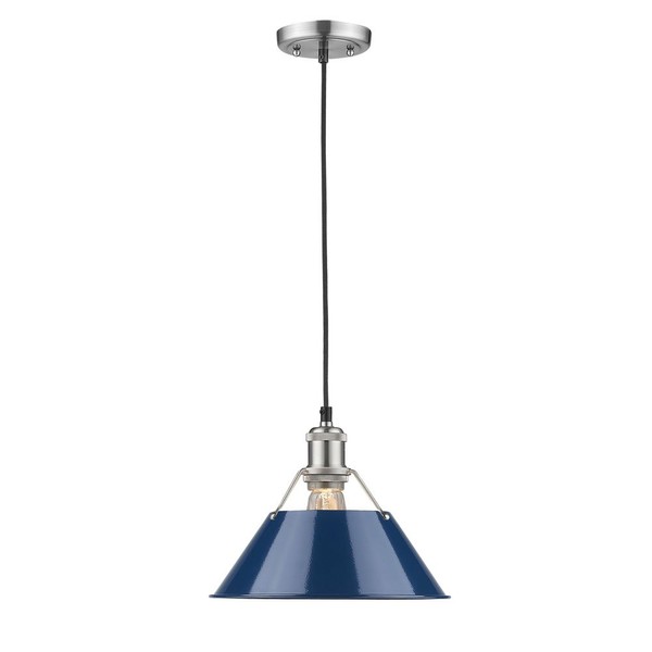 Golden Lighting 3306-M PW-NVY Orwell Pendant, Pewter with Navy Blue Shade