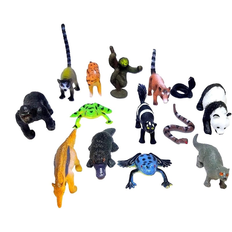 Mini Safari Jungle Animals Play Set - 28 Assorted Creatures,