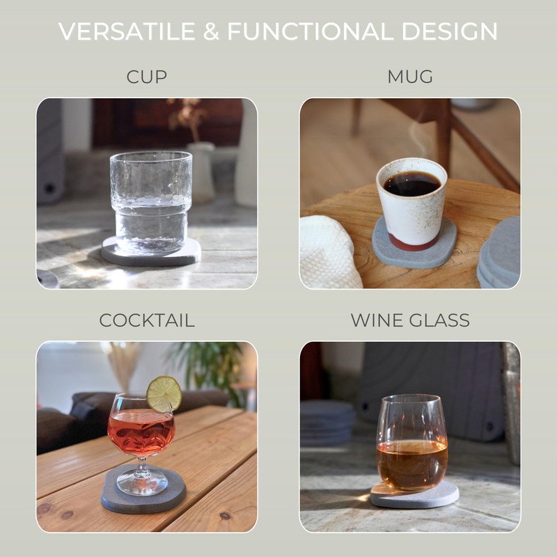 Natureva Home - Stone Coasters, Set of 6 | Super