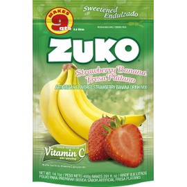 Zuko Strawberry Banana Instant Powder Drink | Family Pack | No Sugar Needed | Vitamin C | 14.1 Ounce (Pack of 6)