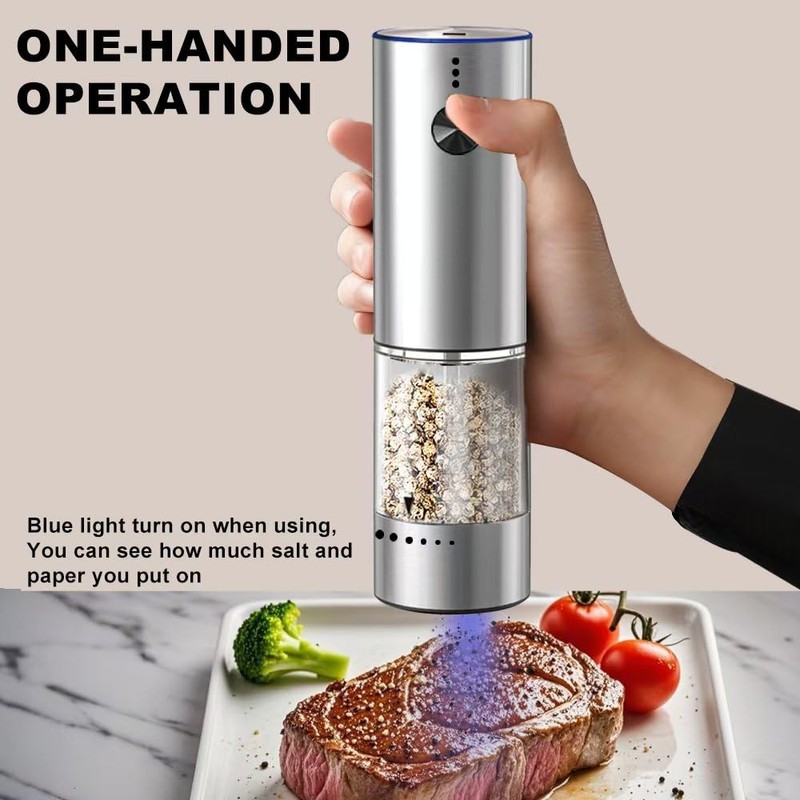 SYTRANREIN Rechargeable Electric Salt and Pepper Grinder Set, Premium Stainless