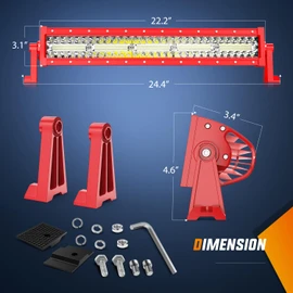 Nilight LED Light Bar 22Inch Triple Row Spot Flood Combo Lights Red Shell with Wiring Harness Kit for Fog Light Driving Light Work Light on Off-Road Truck SUV ATV UTV