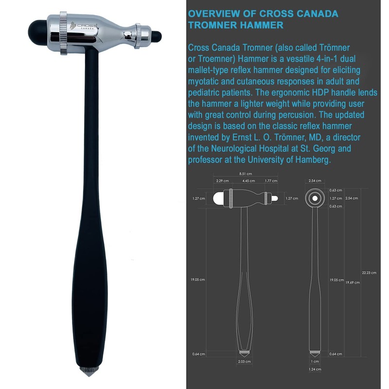 Cross Canada® 11-351 Tromner Neurological Reflex Hammer with Pointed end