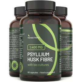 Psyllium Husk Capsules with Probiotics - Fibre Supplement Complex 1400mg - 60 Capsules - 6 Billion Probiotics 5 Strains