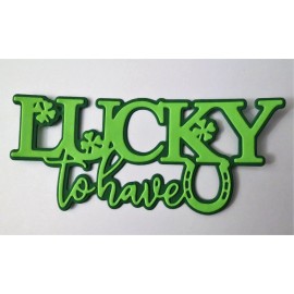 Lucky St. Patrick's Day Title Paper Die Cut Shamrock Scrapbook Embellishment 2pc