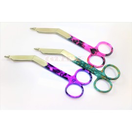 New 3 O.R Grade Nurses Lister Bandage Scissors 5.5" COLORMED (Pink,Purple & Black) Round Pattern