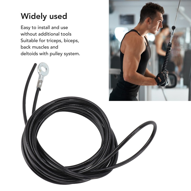 Pulley Cable Steel Fitness Cable Black Adjustable Strong Coated Pulley