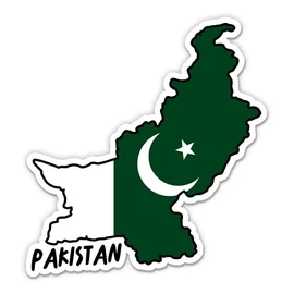 Squiddy Pakistan Map with Flag - Vinyl Sticker for Car, Laptop, Notebook - 5"