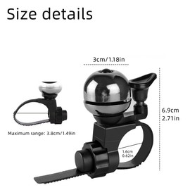 JOCXZI Pack of 1 bicycle bells, fits bicycle bells of all handlebar sizes, tool-free installation, pure copper material, suitable for road bikes, mountain bikes and children's bikes