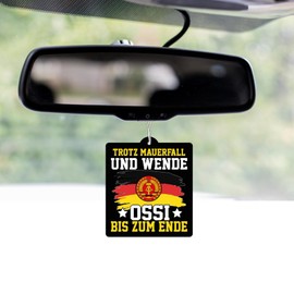 2 x Air Freshener with 'Despite the Fall of the Wall and Reverse, Ossi to the End' Motif, Funny Car Fragrance Dispenser, Air Freshener, Car Fragrance Pendant Set, Car, East, GDR