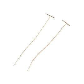 Minimalist Threader Bar Earrings for Women Girls Sterling Silver Charm Long Tassel Chain Drop Dangling Simple Wire Thread Piercing Ear Stud Hypoallergenic Fashion Chic Earring (Golden, One size)