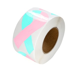Large Pink & Teal Ribbon Stickers - Perfect for Decoration, Awareness Events, Support Groups, Fundraisers and More! (1 Roll - 250 Stickers)