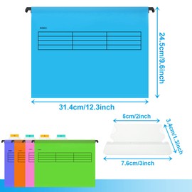 20 Pack A4 Suspension Files, FWEEK Polypropylene Filing Cabinet Suspension Files with Tabs and Inserts for School Home Work Office Organization