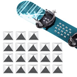 18Pcs Snowboard Stomp Pad Studs Pyramid Snowboard Grip Stomp Pad Snowboarding Anti Slip Metal Grip Snowboard Step Pad Self Adhesive Snow Board Mat Provides Extra Grip for Men Women Skiing Silvery