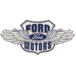 Desperate Enterprises Ford Winged Logo Large Format Premium Aluminum Sign - Nostalgic Vintage Metal Wall Décor - Made in USA