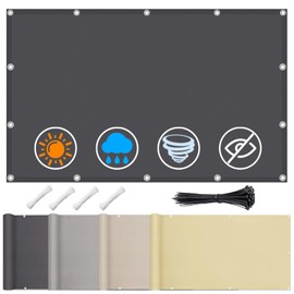 Premium Awning Waterproof with Reinforced Stainless Steel Eyelets Rectangular 1 x 2 m - UV Protection 95%, Weatherproof, Tear-Resistant, Ideal for Balcony, Patio, Garden, Including Ropes and Cable