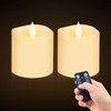 milysoek 3x3 Flickering Flameless Candles Set of 2, Pillar LED