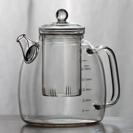 high borosilicate glass kettle with scale markings, a 2000ml water bottle, and a tea kettle capable of filtering ice water or boiling water (Panda [Teapot] Glass Lid+Glass filter screen)