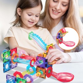 PicassoTiles 15pc Magnetic Marble Run Add-On Expansion Pack for Magnet Tile Building Blocks Maze Construction Toy Kit Educational STEM Learning Enhances Creativity Imagination Children Ages 3+ PTG01