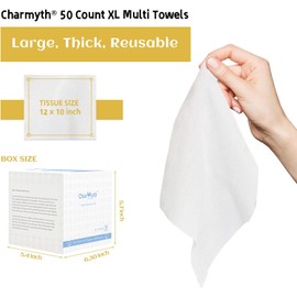 Toallas faciales desechables XL, 50 unidades, 25 x 30 cm, extra gruesas y ultrasuaves, degradables, desmaquillantes, toallitas faciales de papel para limpieza facial femenina.