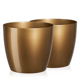 Tymar Pack of 2 Round Shape Planter (Gold, Diameter 20 cm)