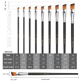 Golden Maple 9PCS Acrylic Paint Brushes,Angle Art Paintbrush Set for Craft Supplies,Angular Artist Paint Brush Painting Supplies for Acrylic,Watercolor,Gouache,Oil (9PCS)