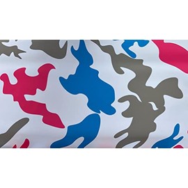 MJVINYL Camo Matte Finish Camouflage Vinyl Film Wrap Decal Air Bubble Free Pink Blue White Gray+ Free Tool Kit (84" x 60" / 7FT x 5FT)