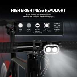 CYCLAMI Smart Bike Lights Set, 11+20 Modes Bike Headlight and Tail Light, Brake Sensing Bicycle Rear Lights USB Rechargeable Bike Lights Front and Back, Waterproof IP6, Cycling Safety Accessories