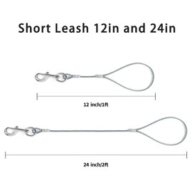 Mi Metty Short Dog Leash - Heavy Duty-12”/24”Short Chew Proof Dog Lead for Training Control- Training Pet Leashes for Teething Puppies Small Medium and Large Dogs