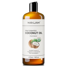 MAYJAM Pure Fractionated Coconut Oil 100% Natural Coconut Oil for USDA Organic Massage Moisturizing Cold Pressure Diluted Essential Oils for Face, Skin and Hair 16 fl oz