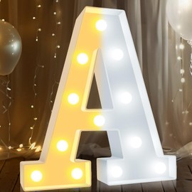 Pooqla LED Marquee Letter Lights, Warm White and Cool White Decorative Lighted Letters, Light Up Alphabet Letters for Boys Girls, Party, Wedding, Bar, Night Light, Birthday Decoration, Letter A
