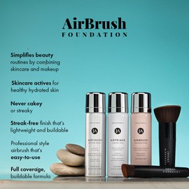 MagicMinerals AirBrush Foundation Set by Jerome Alexander - Complete 5pc Spray Makeup Set with Foundation, Primer, and Setting/Finishing Spray - for Smooth, Radiant Skin (Medium)