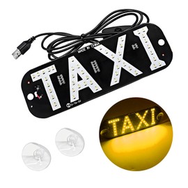 DXNQ Taxi LED Sign Decor, 5V USB Bright Taxi Led Windscreen Cab Indicator Lamp Signal, Vibrant Taxi LED Sign Decor with Transparent Suction Cups for Driver (Yellow, USB)