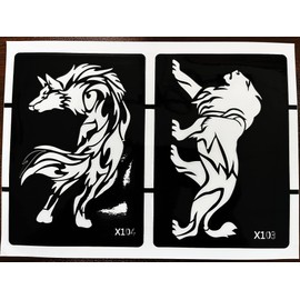 Kotbs 5 Sheets Henna Tattoo Stencil Kit Animals Pattern, 10pcs Large Tiger Dragon Wolf Eagle Scorpion Temporary Glitter Airbrush Tattoo Stencils Tattoo Stickers for Body Arm Leg Paint Body Art