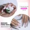 MOTIBACK 12pcs Press on Nails,Long Square False Nails with White