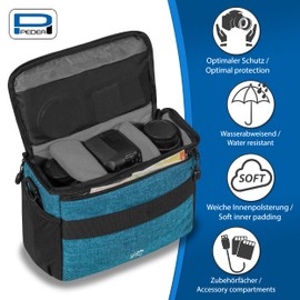 PEDEA DSLR camera bag "Fashion" Camera bag for SLR cameras with waterproof rain cover, carrying strap and accessory compartments, Size XL, blue
