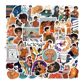 50Pcs Percy Jackson Stickers Pack,Theme of Movie Stickers Anime Cartoon Waterproof Vinyl Stickers for Water Bottle Car Bumper Luggage,Cute Graffiti Decals for Teens Girls Boys Adults (Percy)