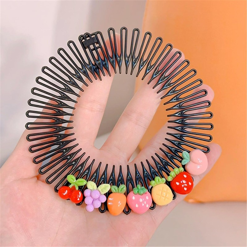 Black Stretchy Full Circles Comb Plastic Circular Hair Comb Stretchy